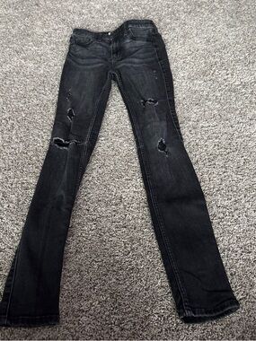 Hollister Washed Black Distressed Skinny Jeans